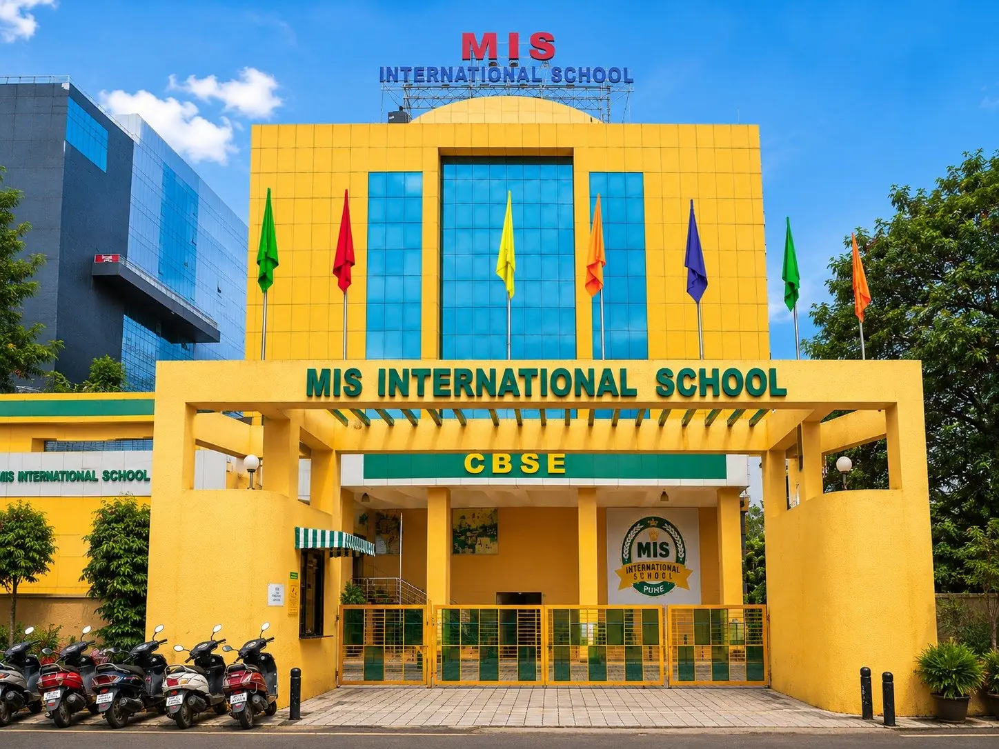 MIS International School campus building in Balewadi, Pune